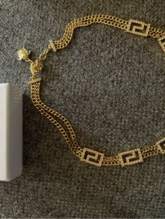 Versace Gold-Tone Medusa Chain Necklace with Greek Key Links - Picture 10 of 11